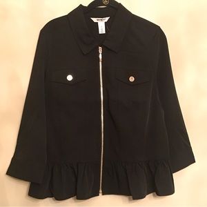 WHBM BLACK PEBLUM ZIP UP JACKET